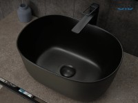 Накладная раковина GID Creativo N9302bg 45 черный графит, овальная, фаянс