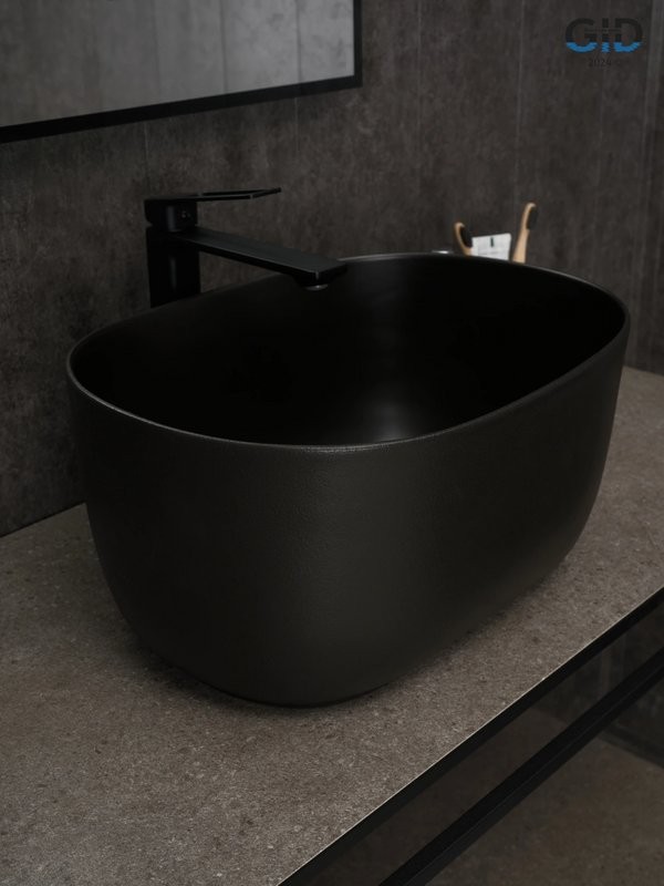 Накладная раковина GID Creativo N9302bg 45 черный графит, овальная, фаянс