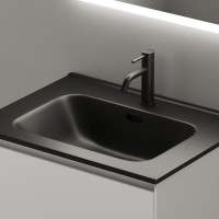 Тумба с раковиной Sancos Cento 60 см белый глянец, черная раковина