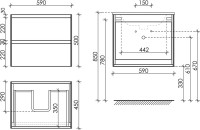 Тумба с раковиной Sancos Cento 60 см белый глянец, черная раковина