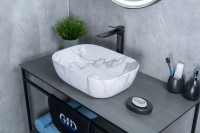 Накладная раковина GID Geometrico Mnc333C 46 под глянцевый камень, прямоугольная, фаянс