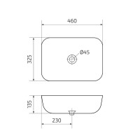 Накладная раковина GID Geometrico Mnc333C 46 под глянцевый камень, прямоугольная, фаянс