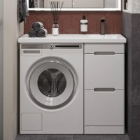 Тумба с раковиной SanStar Толедо 100 R под стиральную машину белая, раковина Даллас
