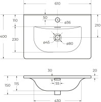 Мебельная раковина BelBagno BB-8099-3-60 глянцевая белая