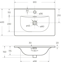 Мебельная раковина BelBagno BB-8099-3-60 глянцевая белая Мебельная раковина BelBagno BB-8099-3-60 глянцевая белая