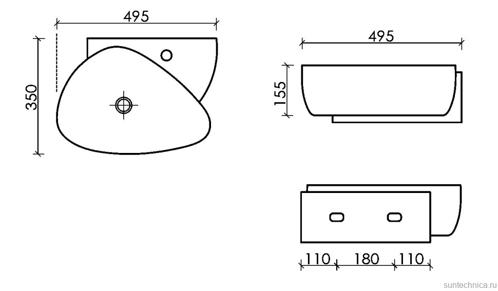 Раковина маленькая в туалет Ceramicanova Element CN5049 белый глянцевый