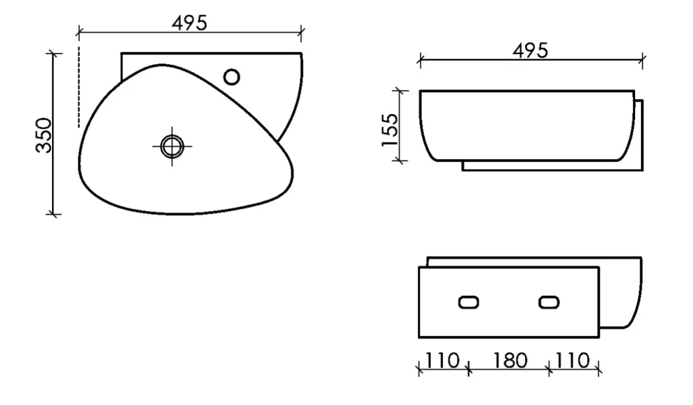 Раковина маленькая в туалет Ceramicanova Element CN5049 белый глянцевый