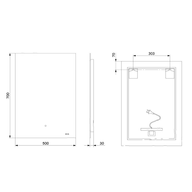 Зеркало AM.PM X-Joy M85MOX10501S с подсветкой