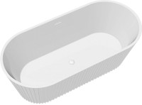 Акриловая ванна Teymi Kati T130111 170x80 см, отдельностоящая, белая матовая, овальная, со сливом-переливом, с донным клапаном, фурнитура белая