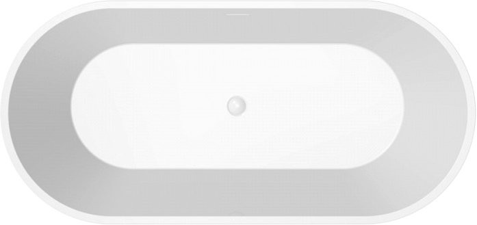 Акриловая ванна Teymi Kati T130111 170x80 см, отдельностоящая, белая матовая, овальная, со сливом-переливом, с донным клапаном, фурнитура белая
