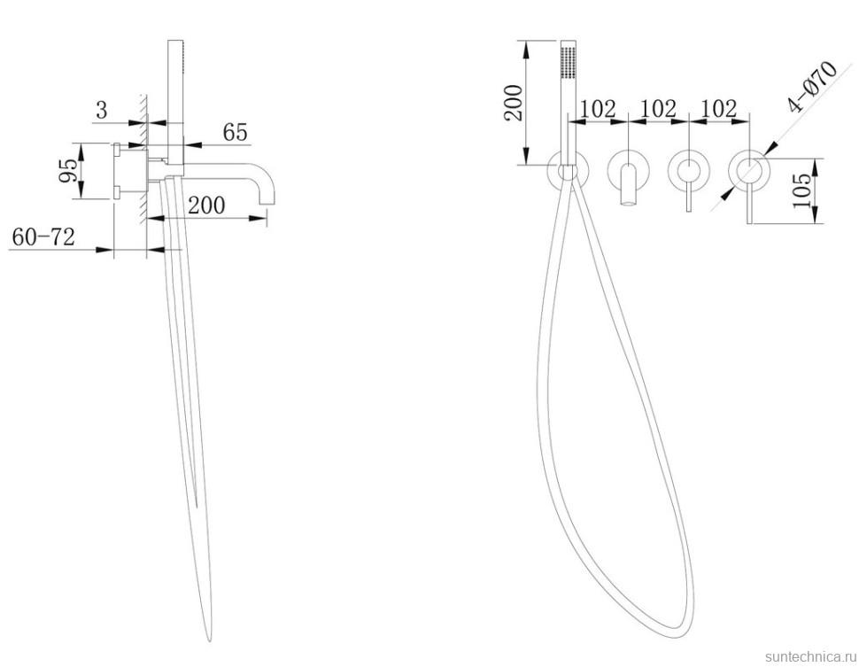 Встраиваемый смеситель для душа и ванны Abber Wasser Kreis AF8130NG С ВНУТРЕННЕЙ ЧАСТЬЮ, никель