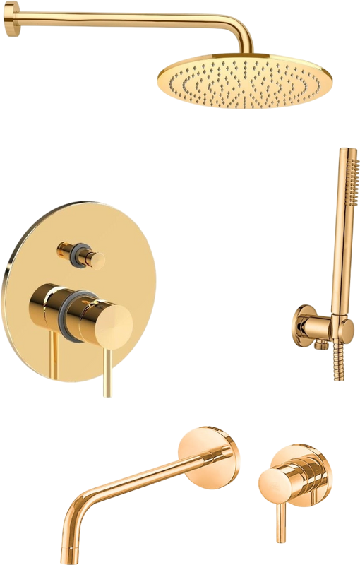 Комплект для ванной Paffoni Light KITLIG015HG006 С ВНУТРЕННЕЙ ЧАСТЬЮ, медовое золото