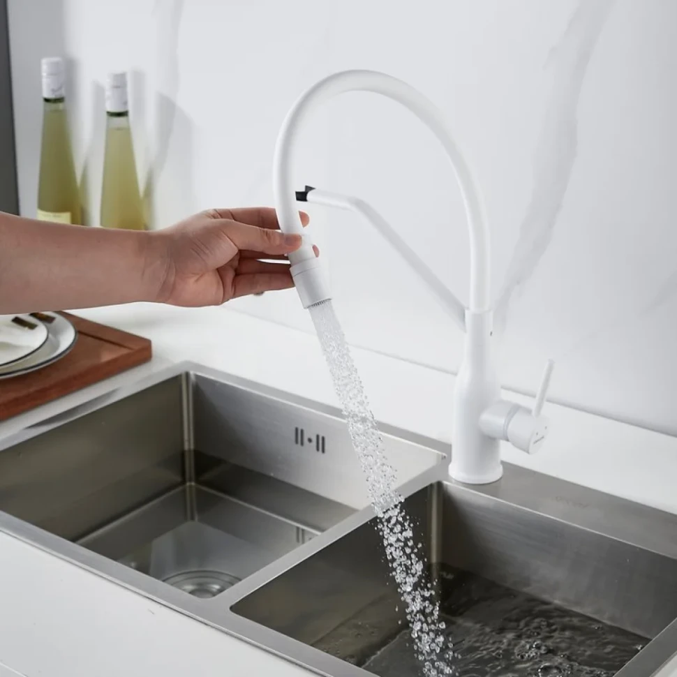 Смеситель для кухни Shevanik S343C-1 белый
