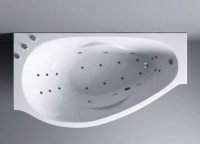 Ванна из искусственного камня Эстет Грация ФР-00010028 премиум L 170x95 см, угловая, левая, пристенная, с гидромассажем, белая, асимметричная, с каркасом