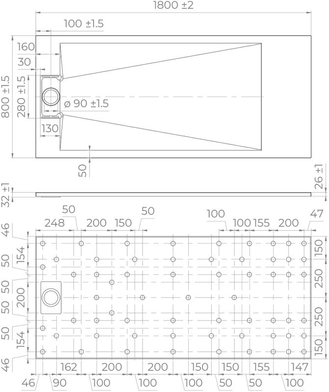 Поддон для душа RGW TUS W 180x80