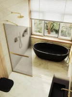 Душевая перегородка Maybahglass MGD-710-3у 109 см, профиль золото, стекло бронза матовое