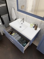 Мебель для ванной комнаты La Fenice Cubo 90 L синяя, ручка хром