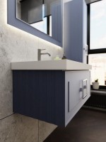 Мебель для ванной комнаты La Fenice Cubo 90 L синяя, ручка хром