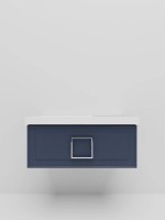 Мебель для ванной комнаты La Fenice Cubo 90 L синяя, ручка хром