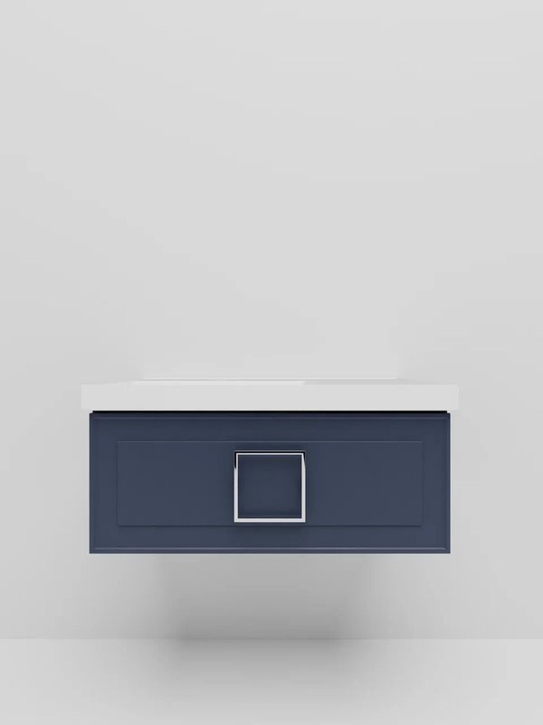Мебель для ванной комнаты La Fenice Cubo 90 L синяя, ручка хром