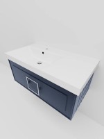 Мебель для ванной комнаты La Fenice Cubo 90 L синяя, ручка хром