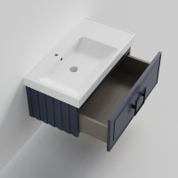 Мебель для ванной комнаты La Fenice Cubo 90 L синяя, ручка хром
