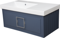 Мебель для ванной комнаты La Fenice Cubo 90 L синяя, ручка хром