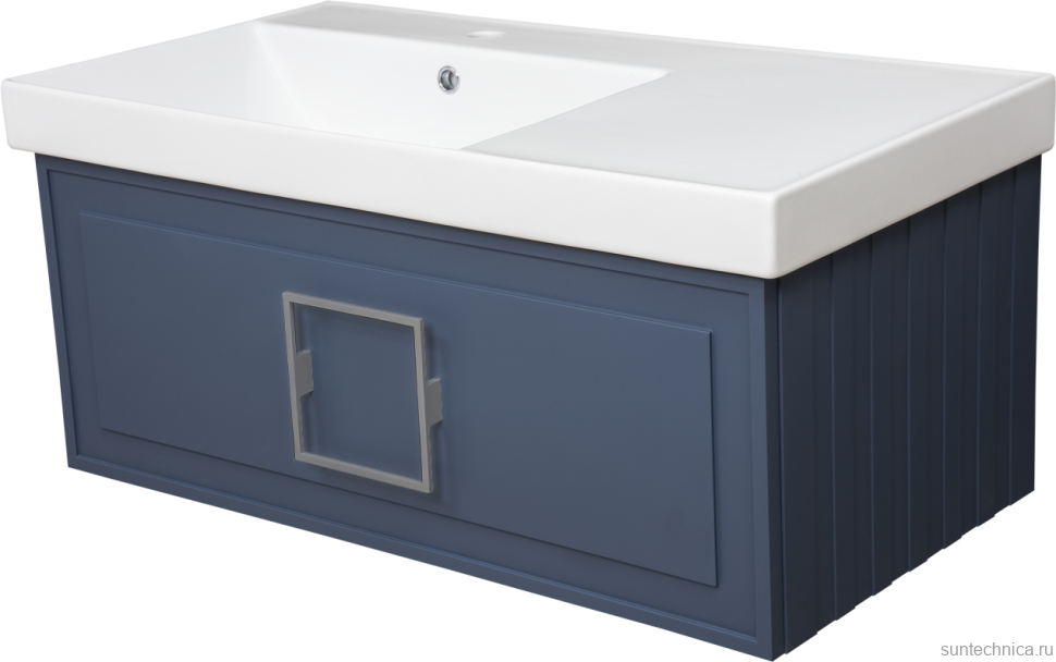 Мебель для ванной комнаты La Fenice Cubo 90 L синяя, ручка хром