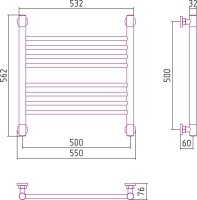 Полотенцесушитель водяной Сунержа Богема + 50x50, прямая