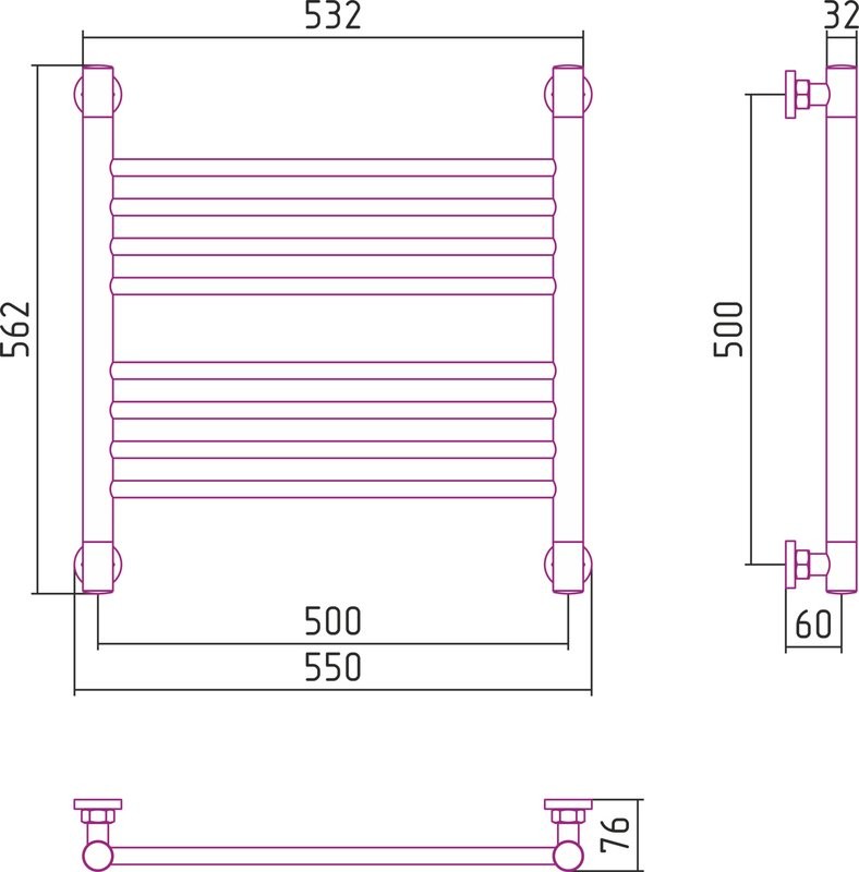 Полотенцесушитель водяной Сунержа Богема + 50x50, прямая