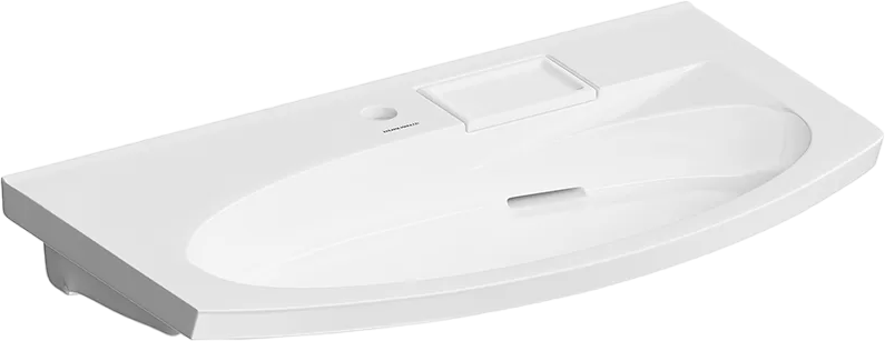 Мебельная раковина KERAMA MARAZZI Riva 80 накладная, глянцевая белая, полукруглая, фаянс, со скрытым сливом
