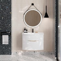 Мебельная раковина KERAMA MARAZZI Riva 80 накладная, глянцевая белая, полукруглая, фаянс, со скрытым сливом