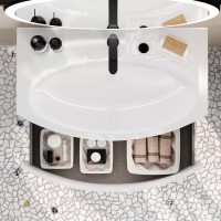 Мебельная раковина KERAMA MARAZZI Riva 80 накладная, глянцевая белая, полукруглая, фаянс, со скрытым сливом