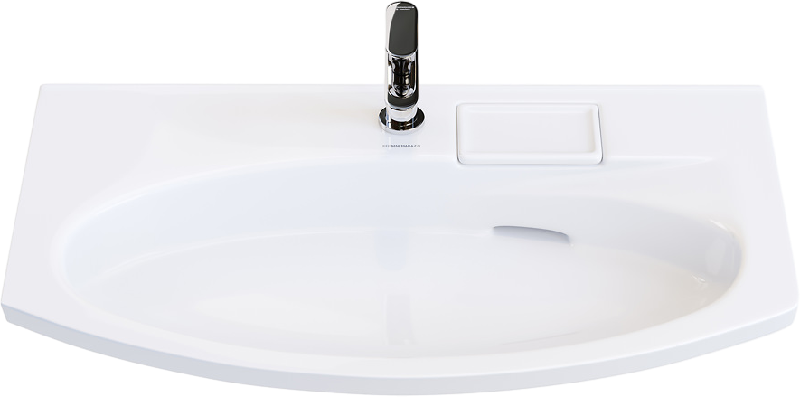 Мебельная раковина KERAMA MARAZZI Riva 80 накладная, глянцевая белая, полукруглая, фаянс, со скрытым сливом