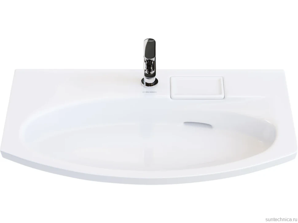 Мебельная раковина KERAMA MARAZZI Riva 80 накладная, глянцевая белая, полукруглая, фаянс, со скрытым сливом