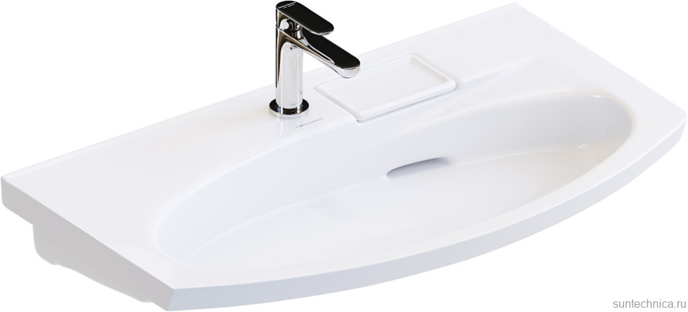 Мебельная раковина KERAMA MARAZZI Riva 80 накладная, глянцевая белая, полукруглая, фаянс, со скрытым сливом