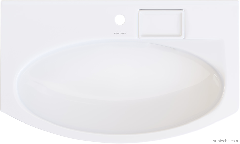 Мебельная раковина KERAMA MARAZZI Riva 80 накладная, глянцевая белая, полукруглая, фаянс, со скрытым сливом