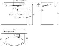 Мебельная раковина KERAMA MARAZZI Riva 80 накладная, глянцевая белая, полукруглая, фаянс, со скрытым сливом