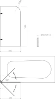 Шторка на ванну Maybahglass MGV-647-3 40 см, профиль золото, стекло бронза матовое