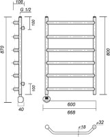 Полотенцесушитель электрический Domoterm Лаура П6 60x80, хром, L
