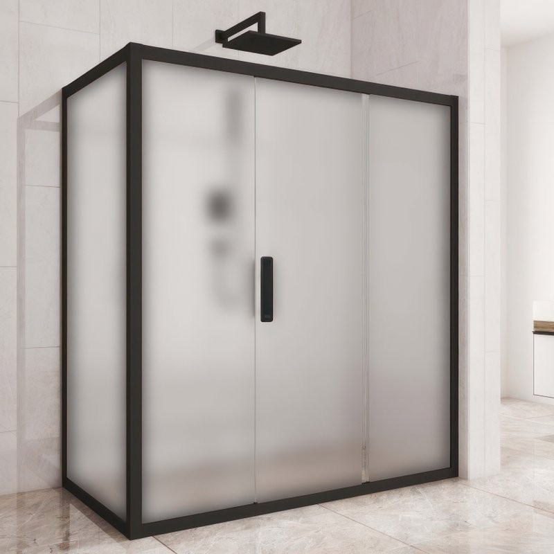 Душевой уголок Kubele DE019 R3-MAT-BLMT 140х80 см, профиль матовый черный