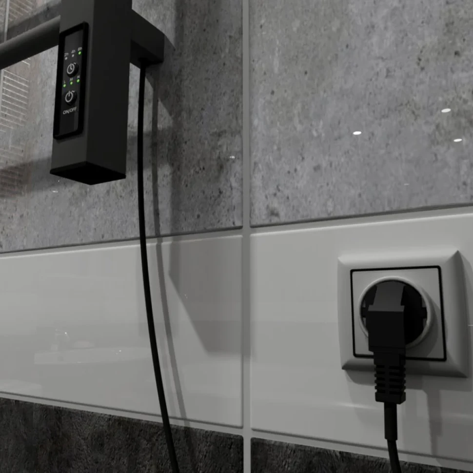 Полотенцесушитель электрический Altasan Каталея СП5080СМ 80x50 см, подключение справа, слева, матовый серый, лесенка, из стали