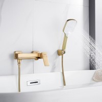 Смеситель для ванны с изливом и душевой лейкой Shevanik S4002G, золотой сатин