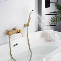 Смеситель для ванны с изливом и душевой лейкой Shevanik S4002G, золотой сатин