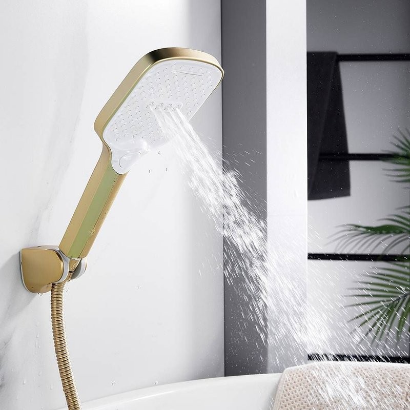 Смеситель для ванны с изливом и душевой лейкой Shevanik S4002G, золотой сатин