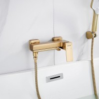 Смеситель для ванны с изливом и душевой лейкой Shevanik S4002G, золотой сатин