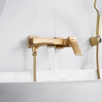 Смеситель для ванны с изливом и душевой лейкой Shevanik S4002G, золотой сатин