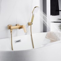 Смеситель для ванны с изливом и душевой лейкой Shevanik S4002G, золотой сатин