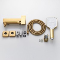 Смеситель для ванны с изливом и душевой лейкой Shevanik S4002G, золотой сатин