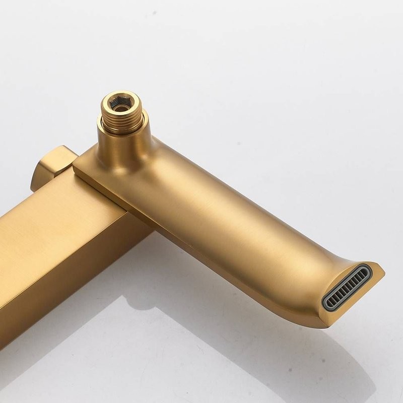 Смеситель для ванны с изливом и душевой лейкой Shevanik S4002G, золотой сатин